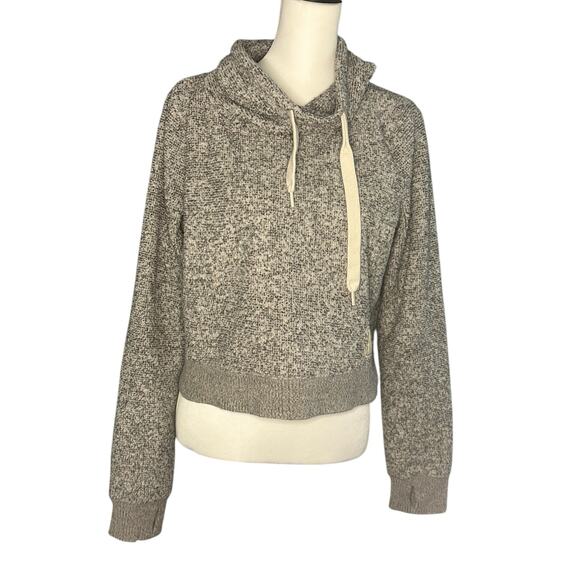 Hollister Long Sleeve Crop Turtle Neck Top Medium Gray White - Picture 1 of 4